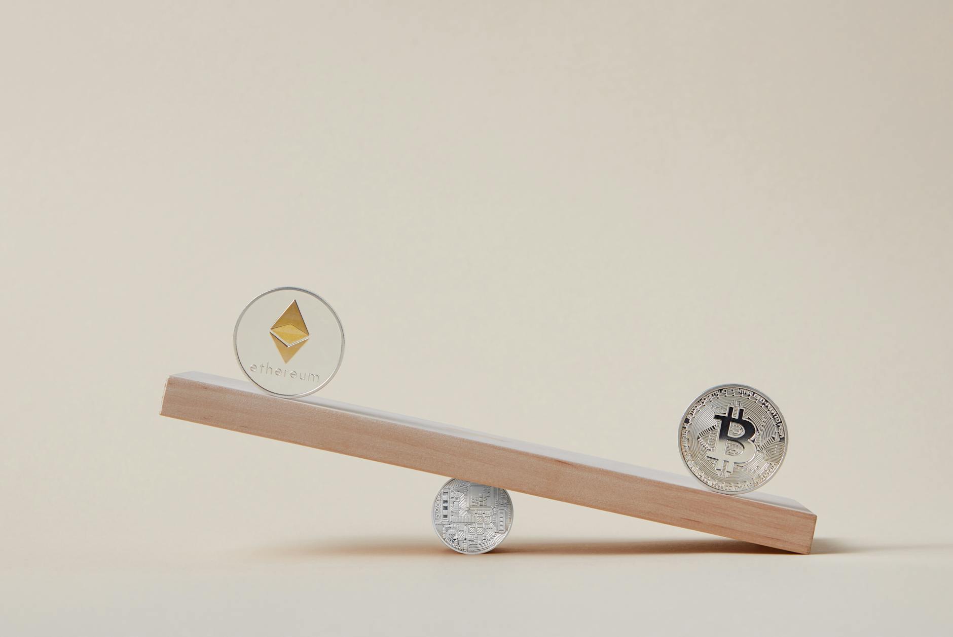 cryptocurrency coins on scales